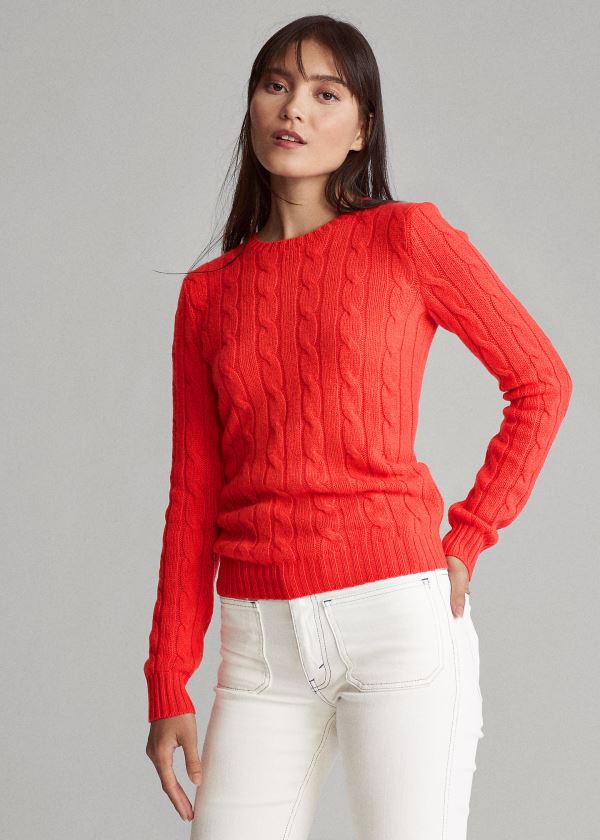 Polo Ralph Lauren Cable-Knit Cashmere Striktrøje Dame Danmark (SQJYK9458)